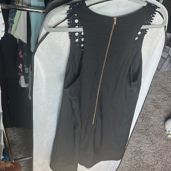 Navy summer dress - sz 8 - gold back zipper detailed neck and has liner - Picture 4 of 5